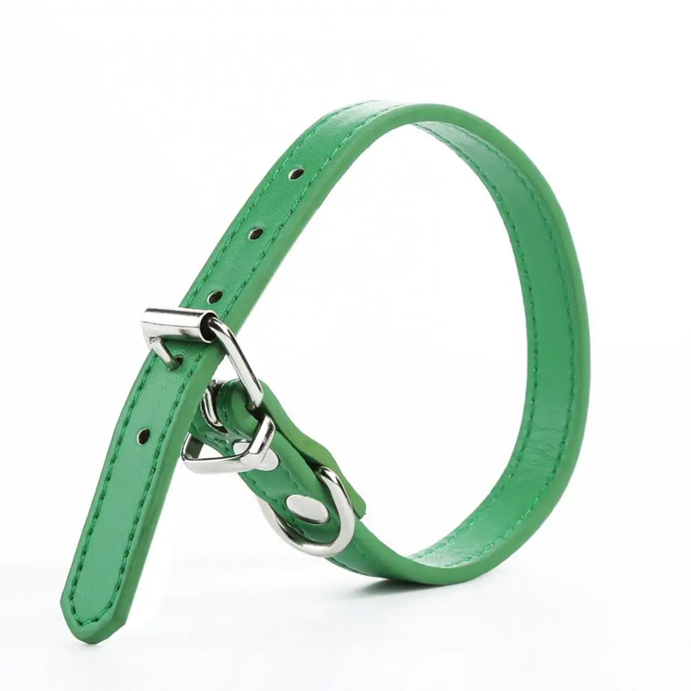 Adjustable Faux Leather Pet Collar for Small Dogs & Cats