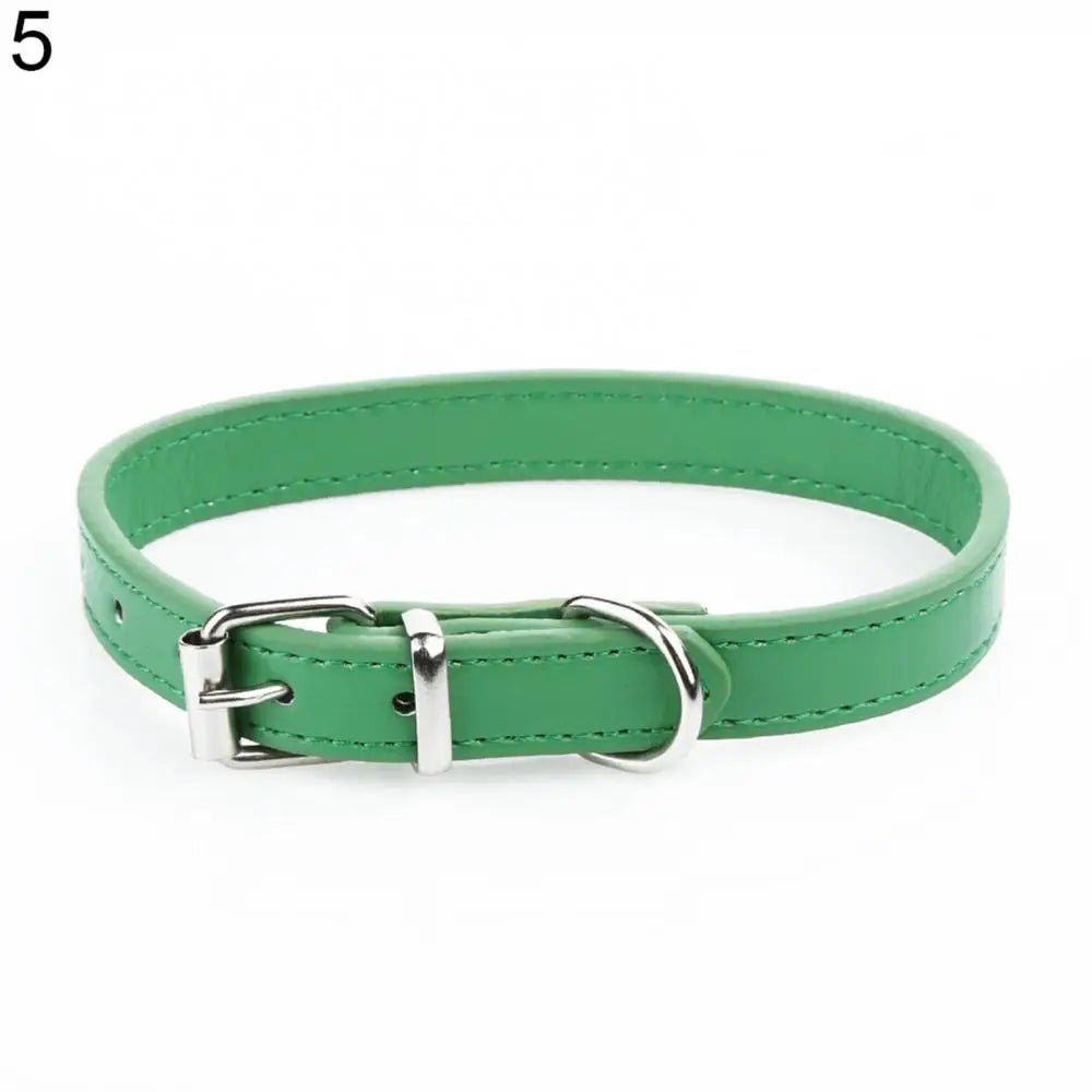 Adjustable Faux Leather Pet Collar for Small Dogs & Cats