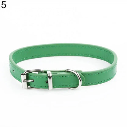Adjustable Faux Leather Pet Collar for Small Dogs & Cats