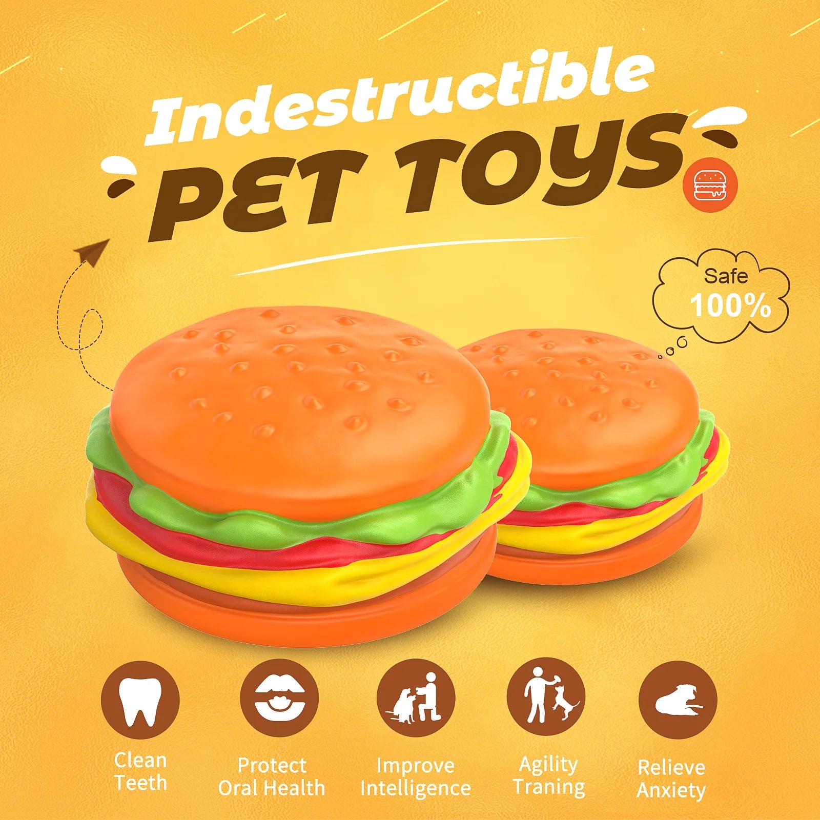 Squeaky Burger Dog Chew Toy
