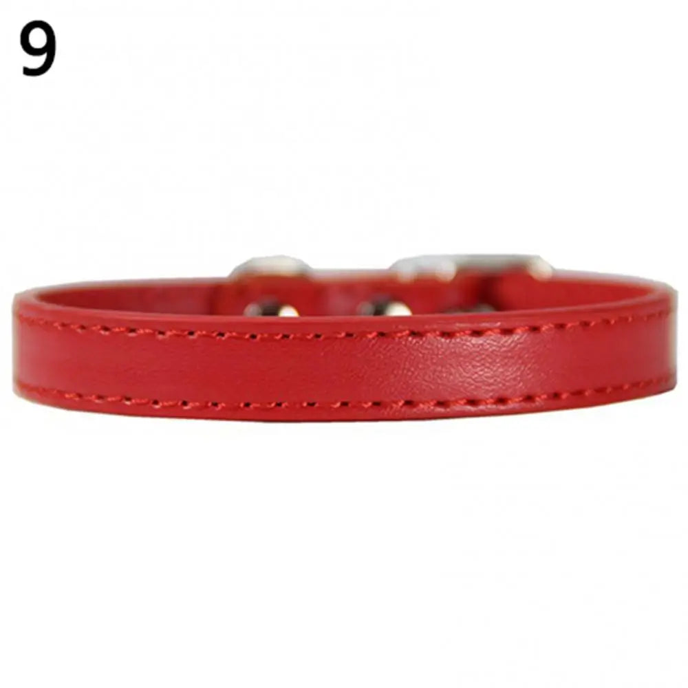 Adjustable Faux Leather Pet Collar for Small Dogs & Cats