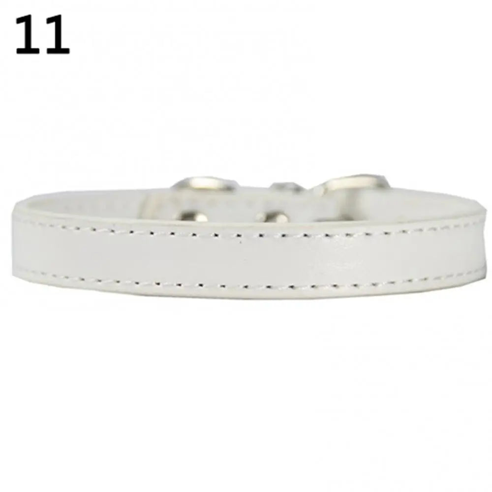 Adjustable Faux Leather Pet Collar for Small Dogs & Cats