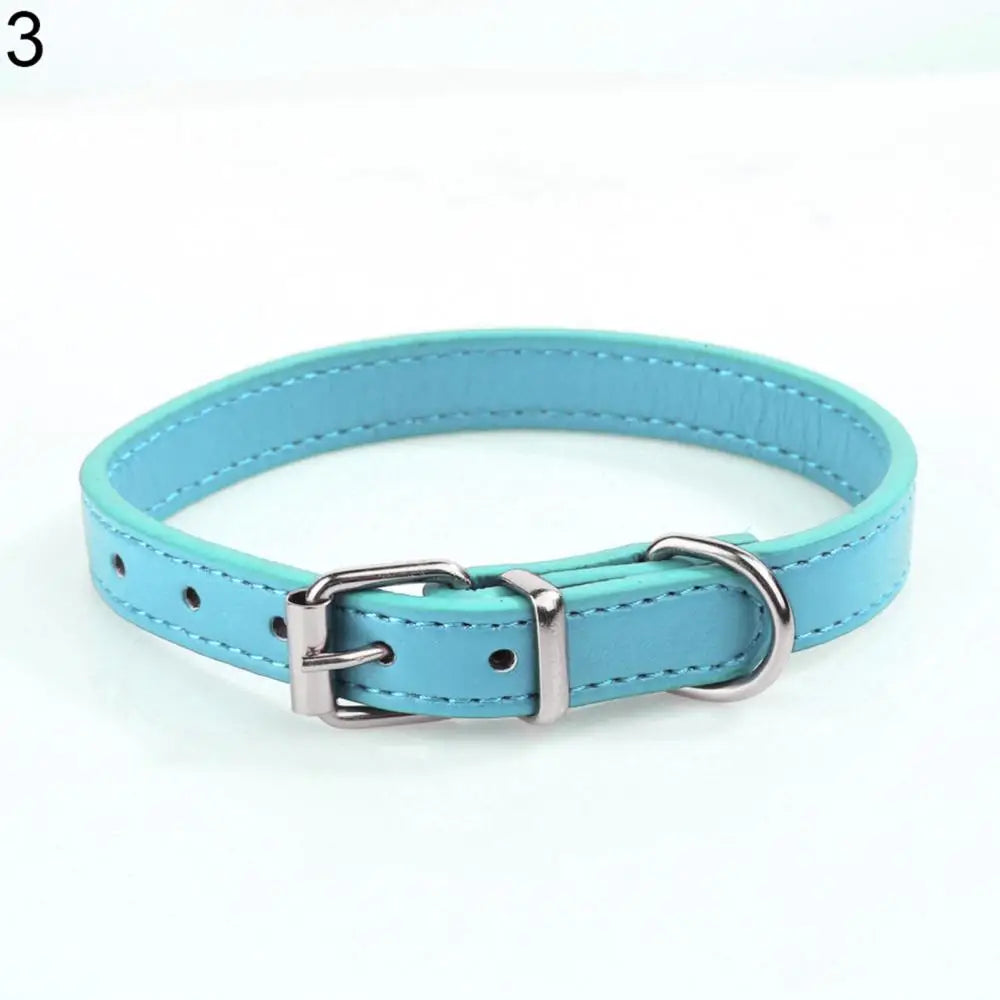Adjustable Faux Leather Pet Collar for Small Dogs & Cats