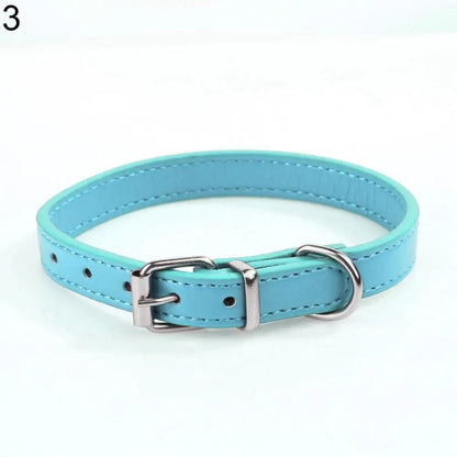 Adjustable Faux Leather Pet Collar for Small Dogs & Cats