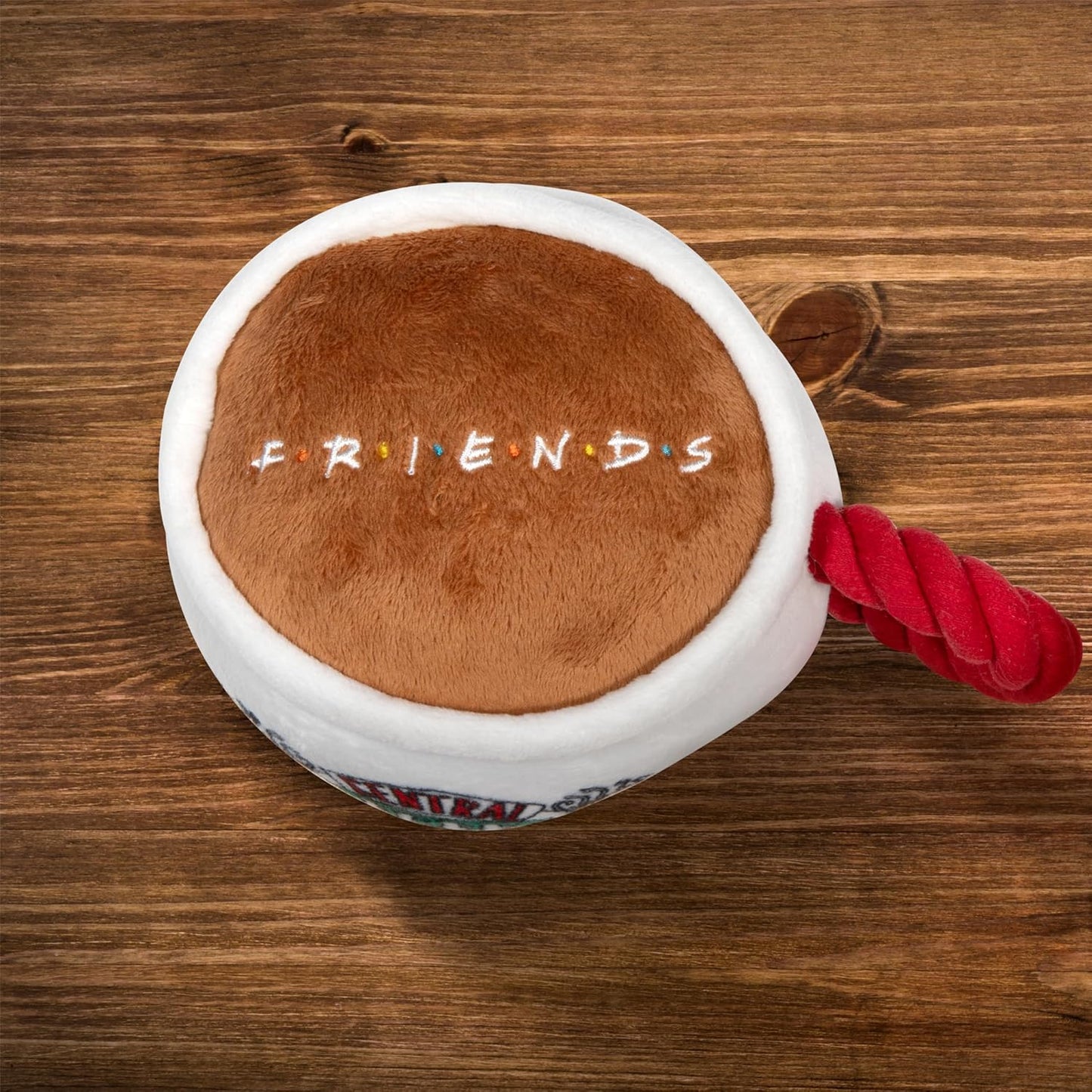 Coffee Cup Plush Dog Toy with Rope Handle
