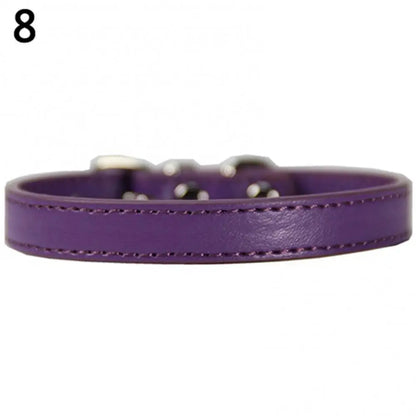 Adjustable Faux Leather Pet Collar for Small Dogs & Cats