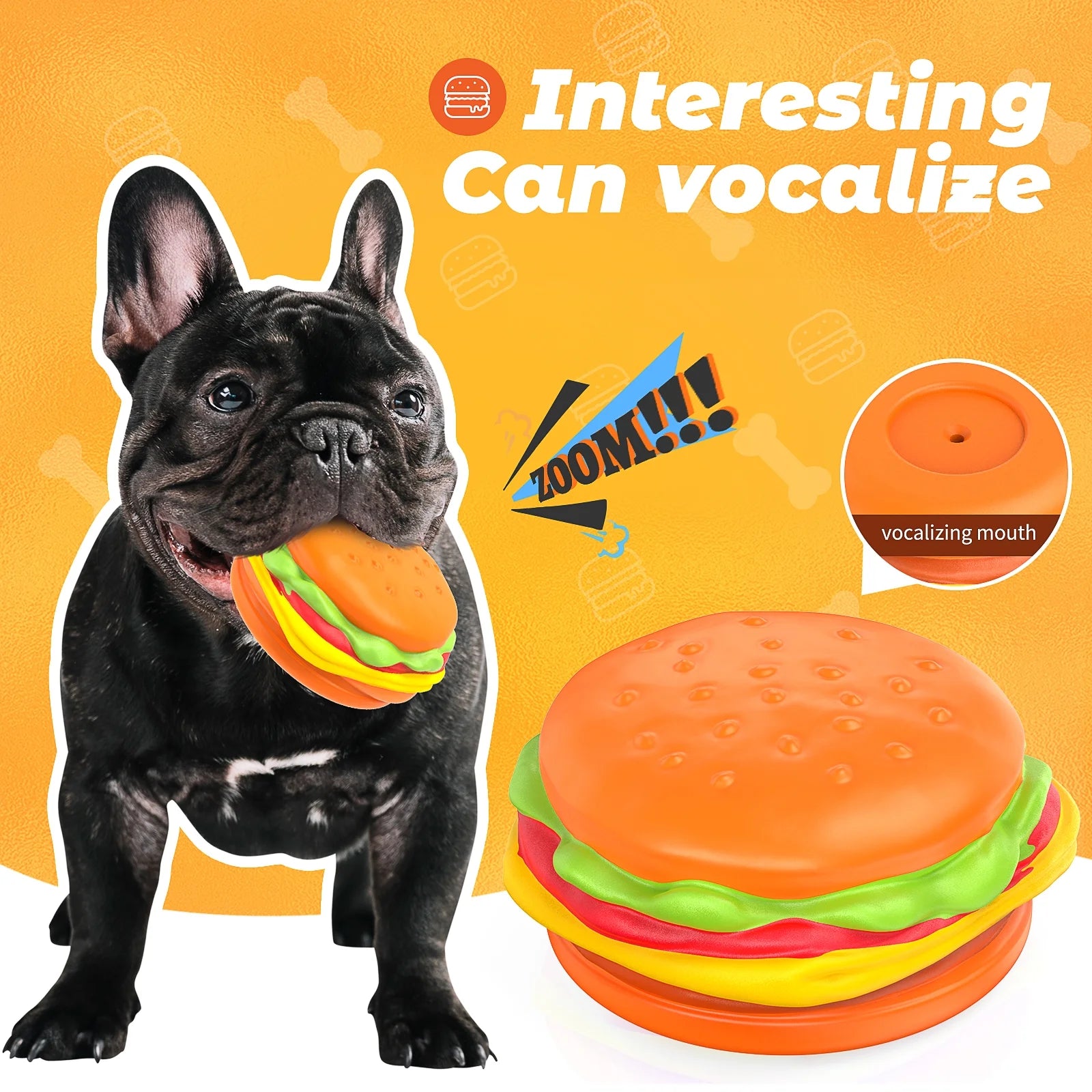 Squeaky Burger Dog Chew Toy