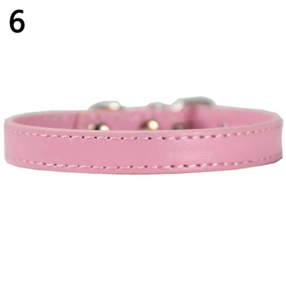 Adjustable Faux Leather Pet Collar for Small Dogs & Cats