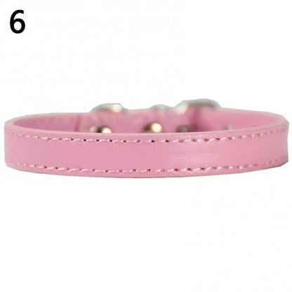 Adjustable Faux Leather Pet Collar for Small Dogs & Cats