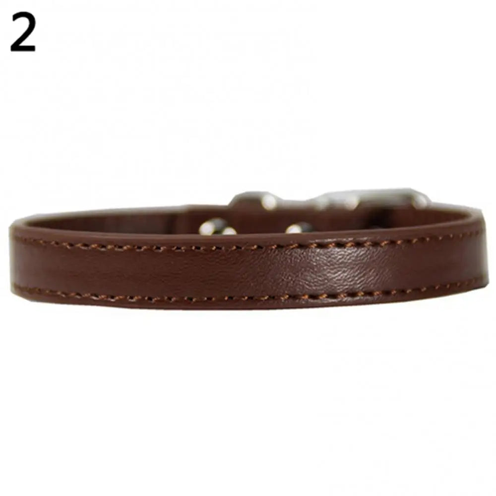 Adjustable Faux Leather Pet Collar for Small Dogs & Cats