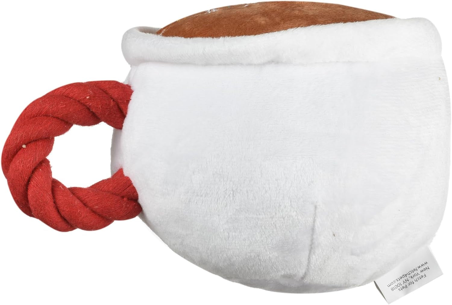 Coffee Cup Plush Dog Toy with Rope Handle
