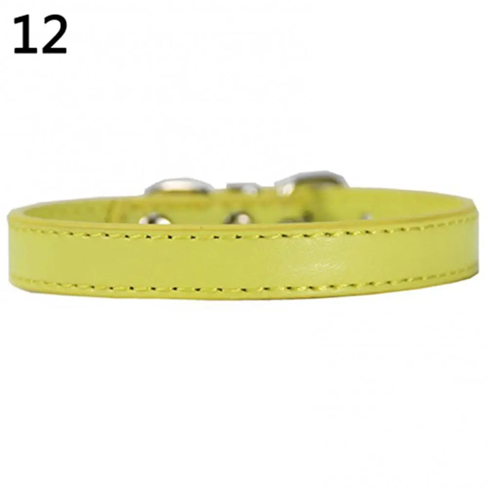 Adjustable Faux Leather Pet Collar for Small Dogs & Cats